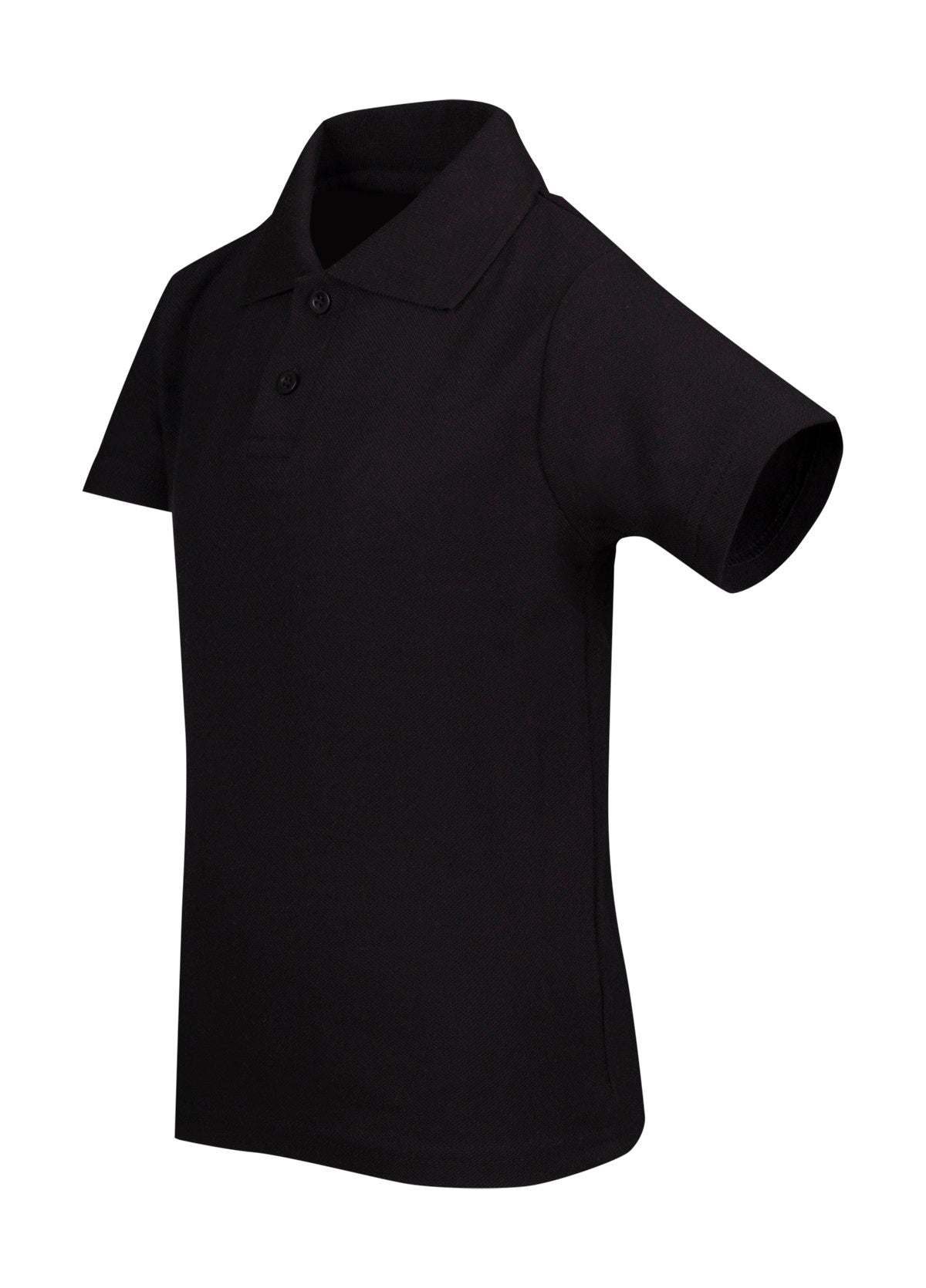 Kid's Pique Polo - Black - Side