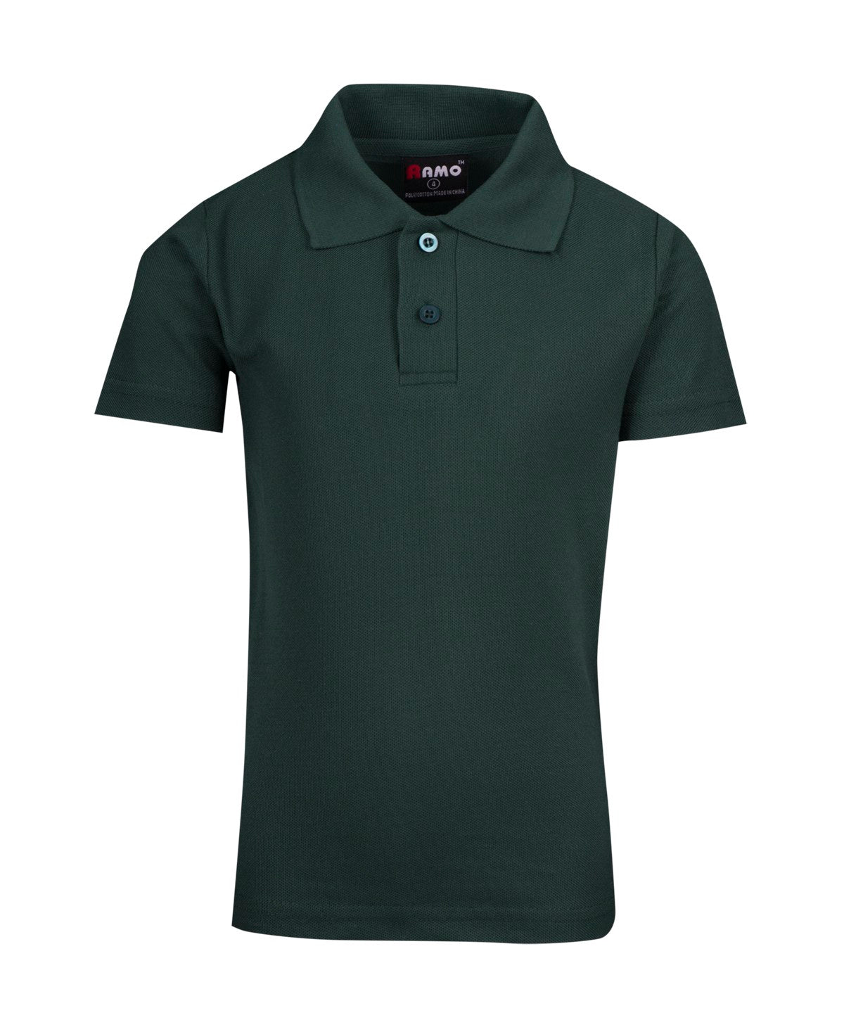 Kid's Pique Polo - Bottle Green - Front