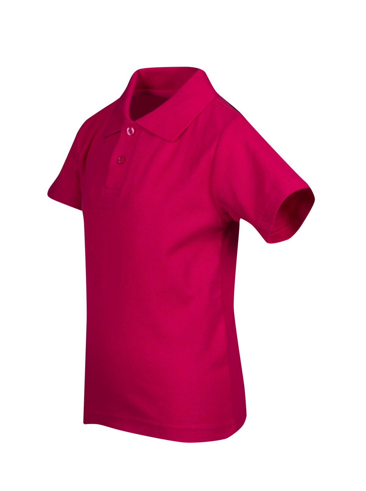 Kid's Pique Polo - Hot Pink - Side