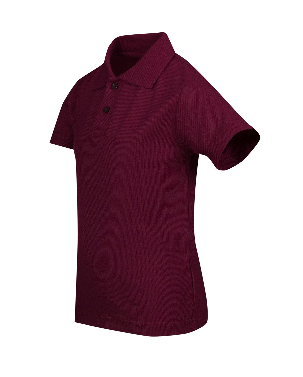 Kid's Pique Polo - Maroon - Side