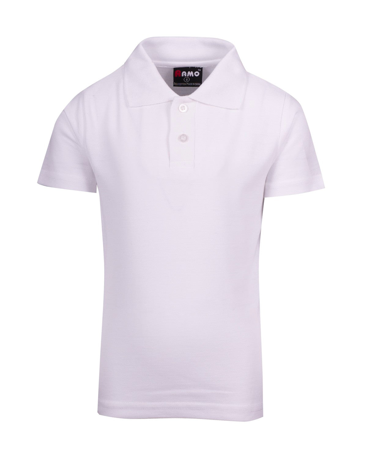 Kid's Pique Polo - White - Front