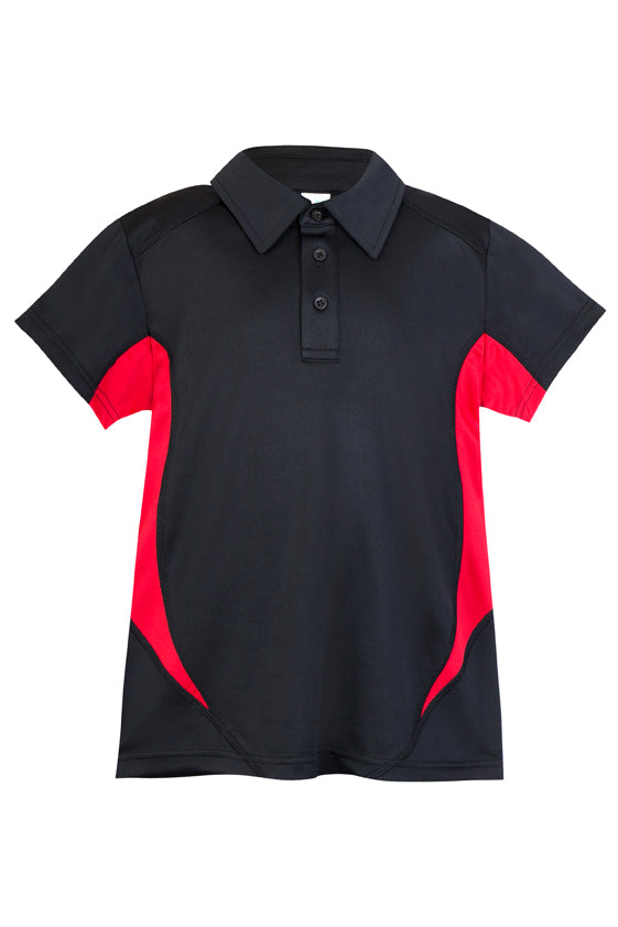 Kid's Accelerator Polyester Polo - Black/Red - Front