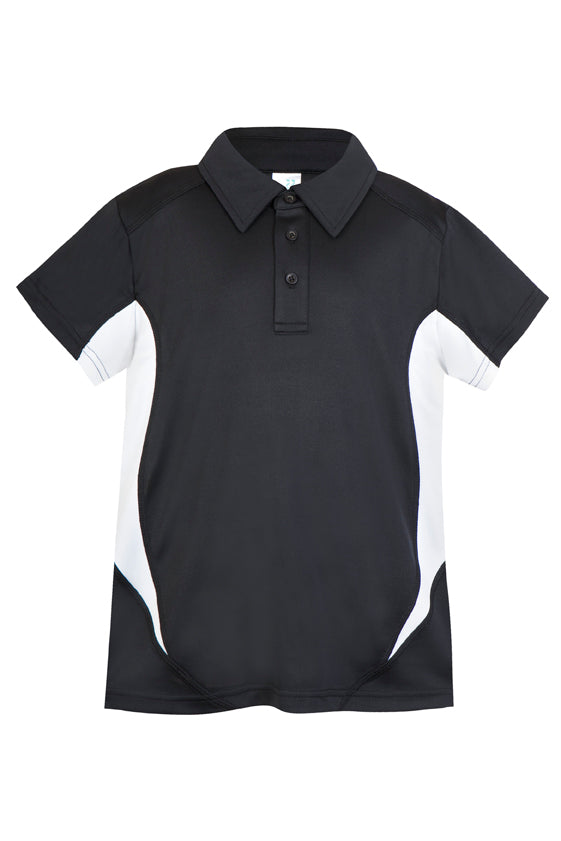 Kid's Accelerator Polyester Polo - Black/White - Front