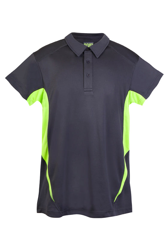 Kid's Accelerator Polyester Polo - Charcoal/Lime - Front