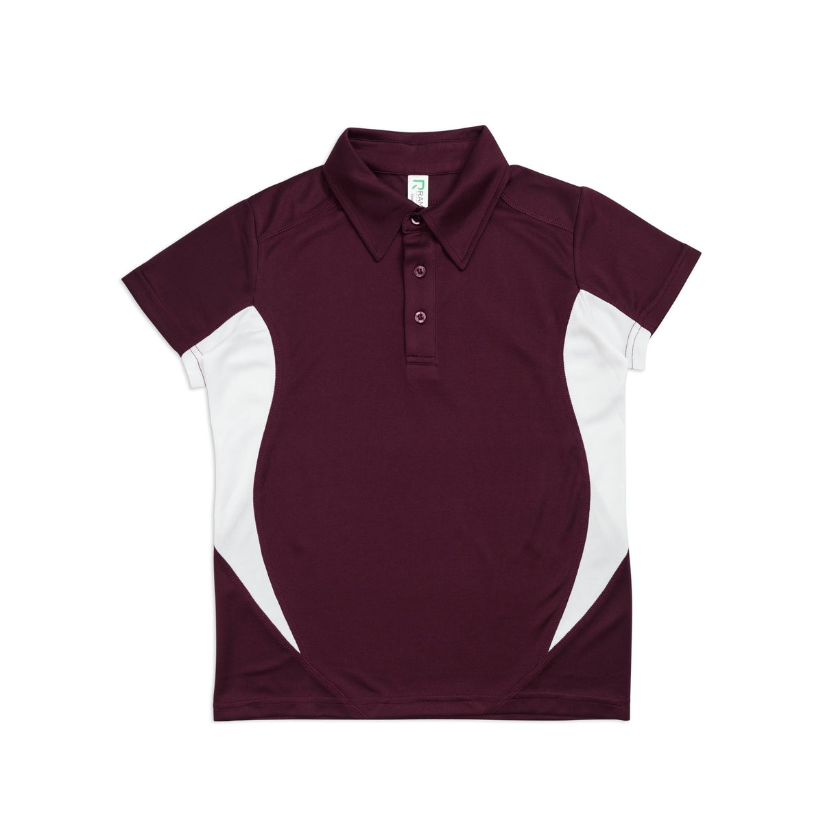 Kid's Accelerator Polyester Polo - Maroon/White - Front