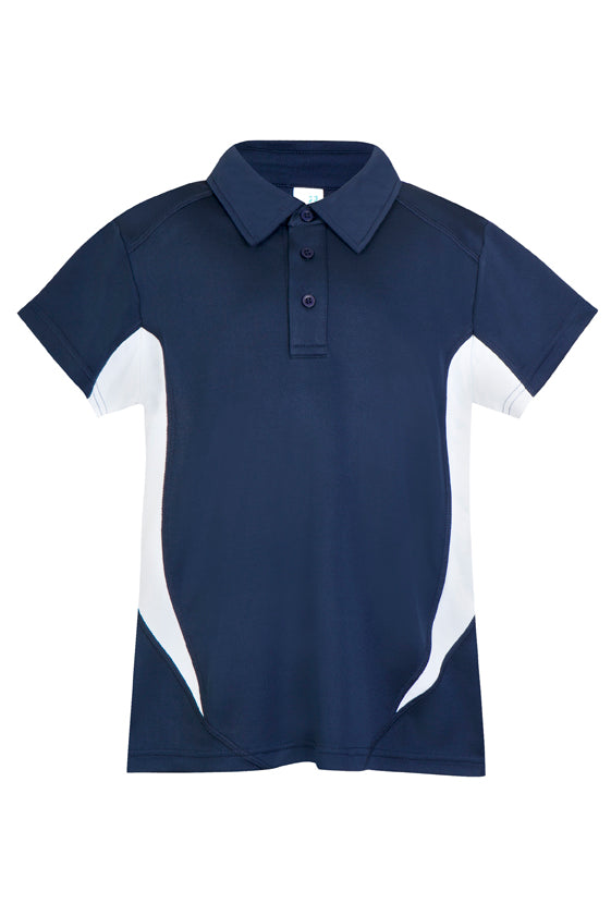 Kid's Accelerator Polyester Polo - Navy/White - Front