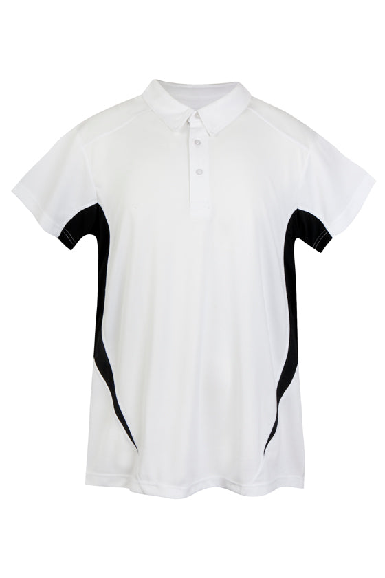 Kid's Accelerator Polyester Polo - White/Black - Front
