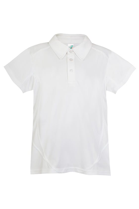 Kid's Accelerator Polyester Polo - White/White - Front