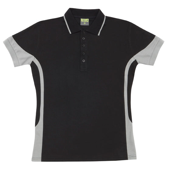 Mens Contrast Polo - Black/Grey - Front