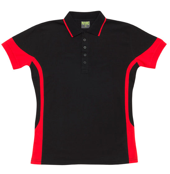 Mens Contrast Polo - Black/Red - Front