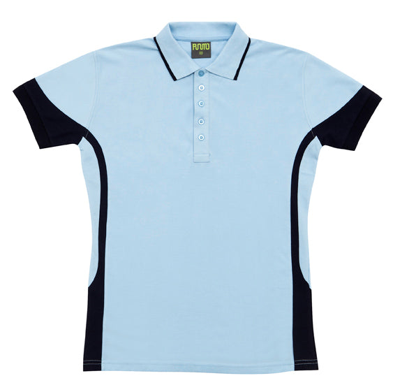 Mens Contrast Polo - Sky Blue/Navy - Front