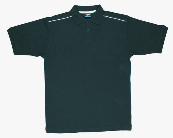 Men's / Unisex Cotton Pique Knit With Piping - Black/White - Front