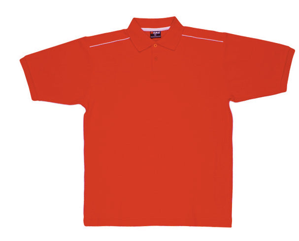 Men's / Unisex Cotton Pique Knit With Piping - Red/White - Front