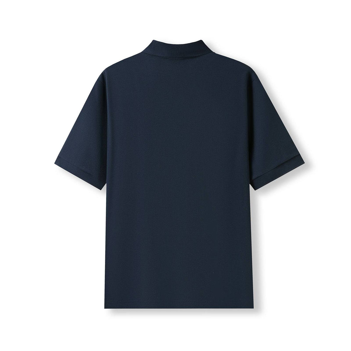 Men's Cotton Pique Knit Polo - Navy Blue - Back