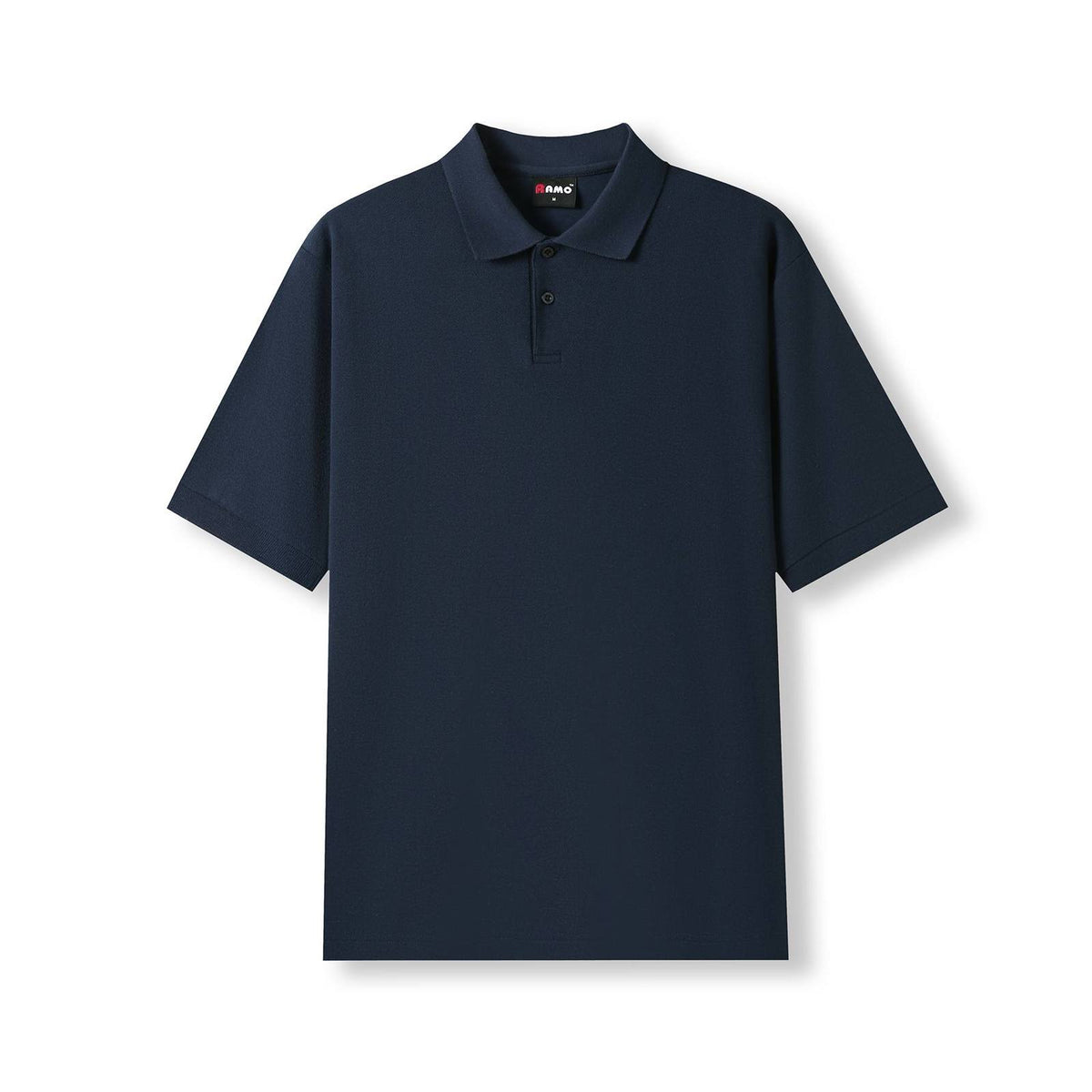 Men's Cotton Pique Knit Polo - Navy Blue - Front