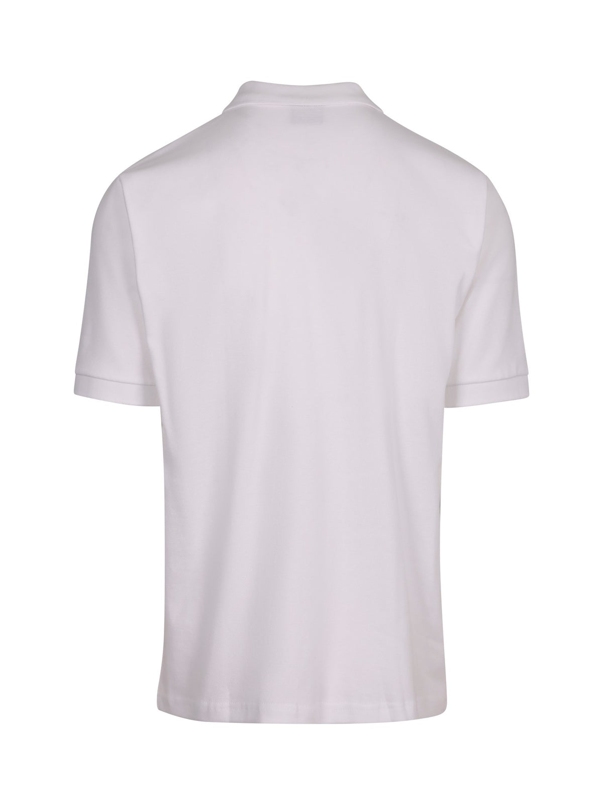 Men's Cotton Pique Knit Polo - White - Back