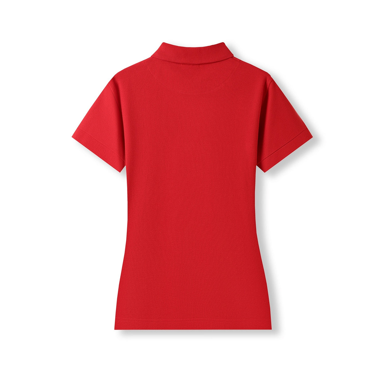 Womens 100% Cotton Pique Knit Polo - Red - Back