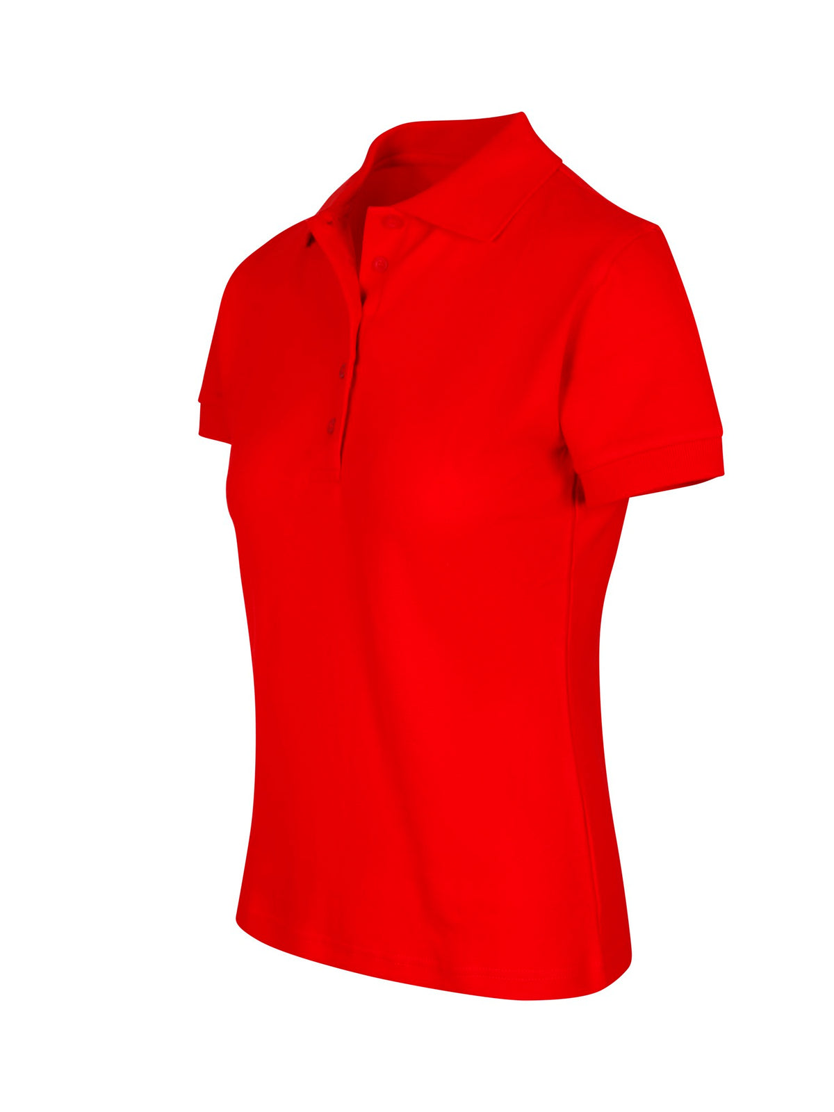 Womens 100% Cotton Pique Knit Polo - Red - Side