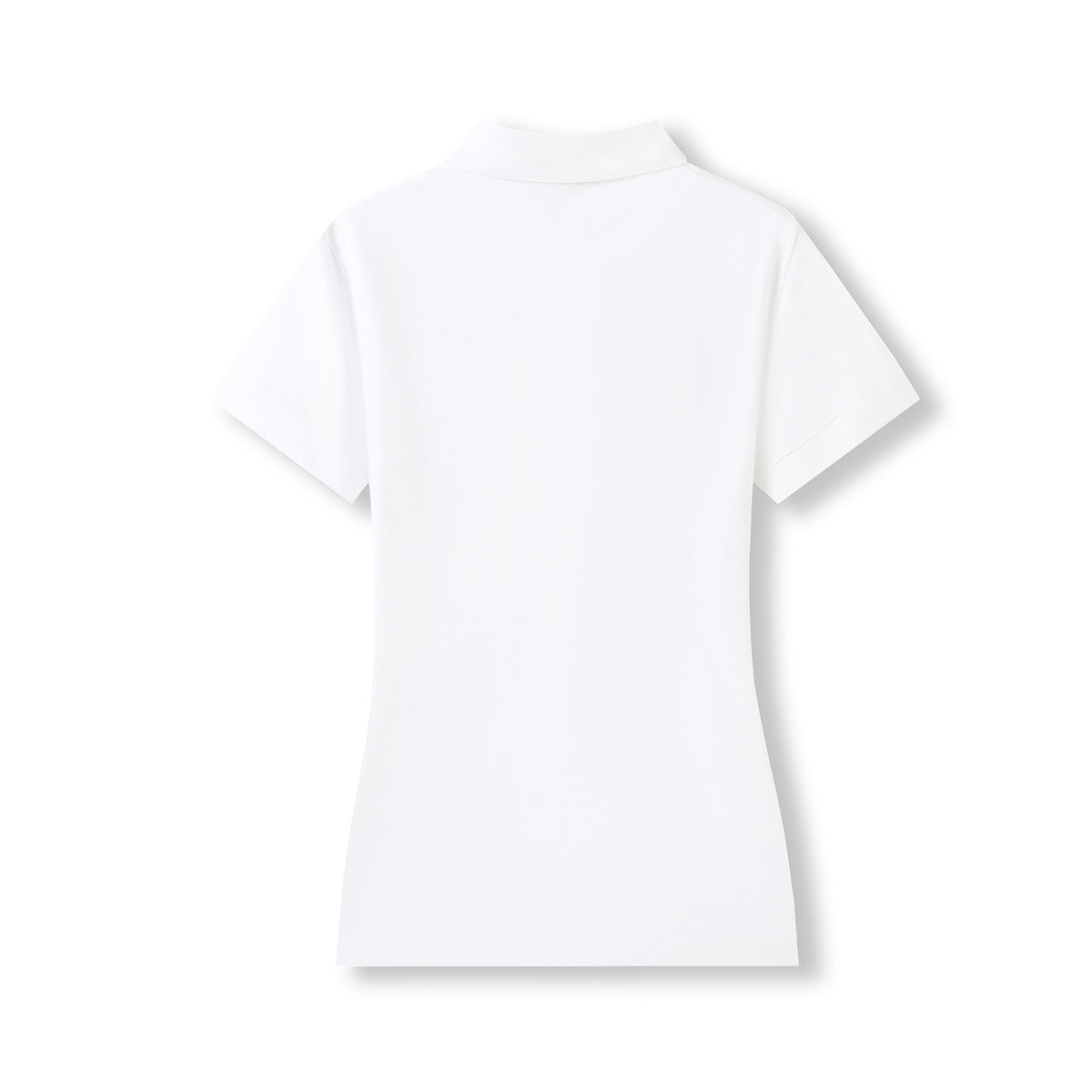 Womens 100% Cotton Pique Knit Polo - White - Back