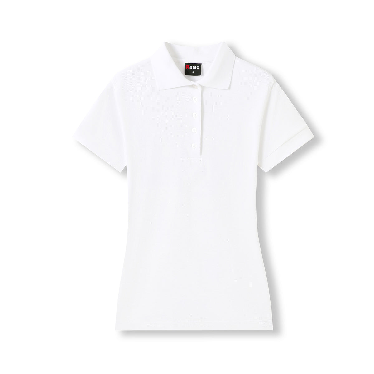Womens 100% Cotton Pique Knit Polo - White - Front