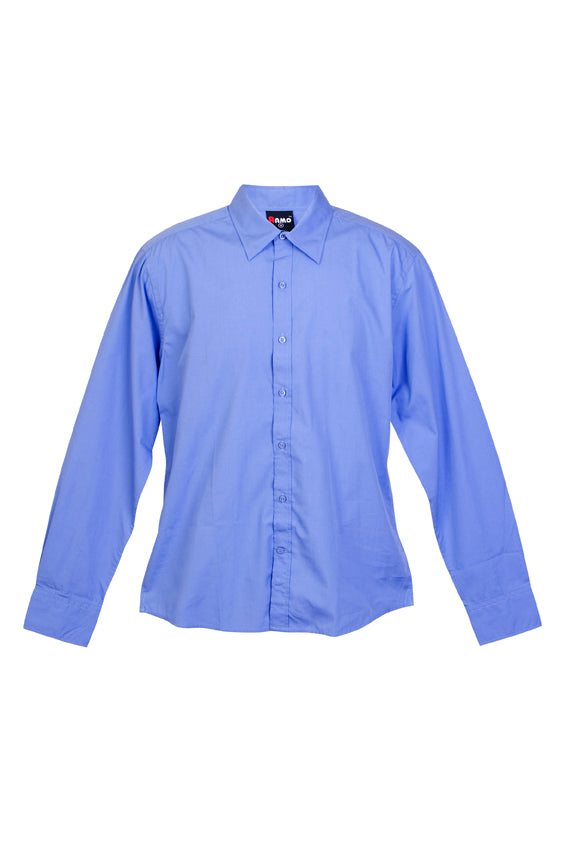 Mens Long Sleeve Shirts - Mid Blue - Front