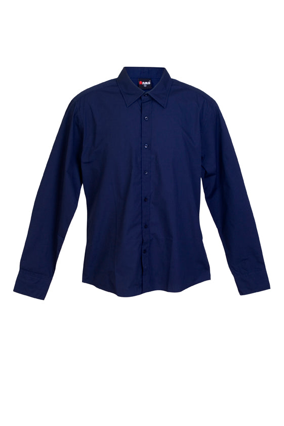 Mens Long Sleeve Shirts - Navy Blue - Front