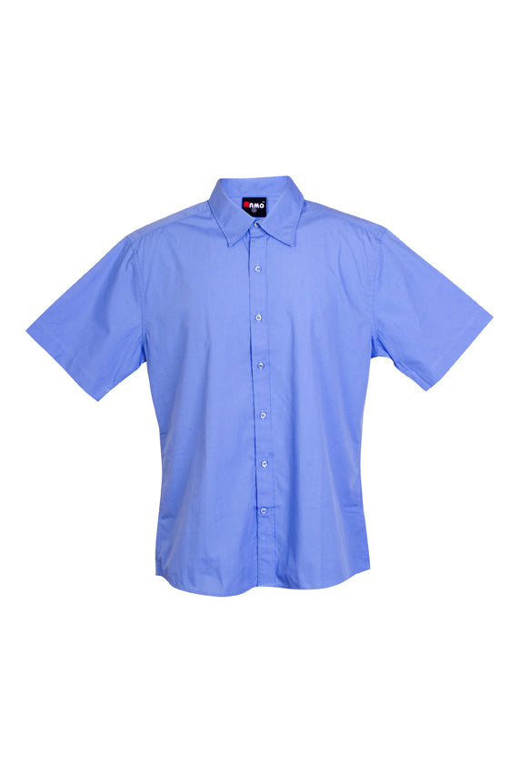 Mens Short Sleeve Shirts - Mid Blue - Front