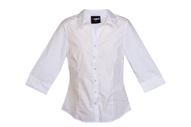 Womens 3/4 Sleeve Shirts - White - Front
