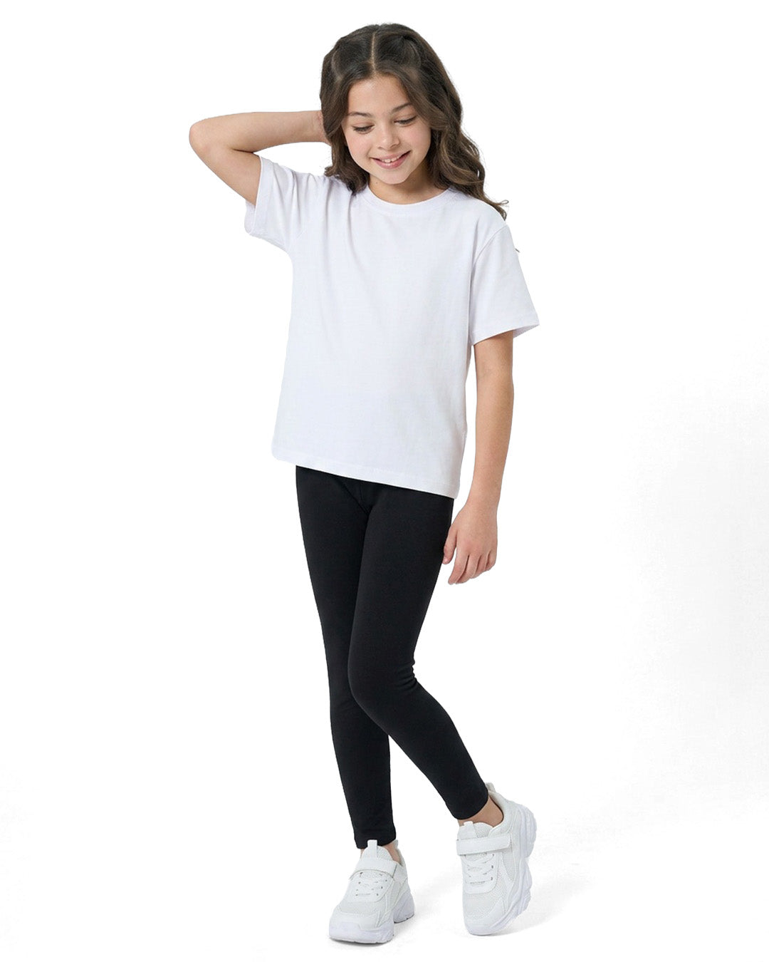 Girl's Cotton Spandex Leggings - view