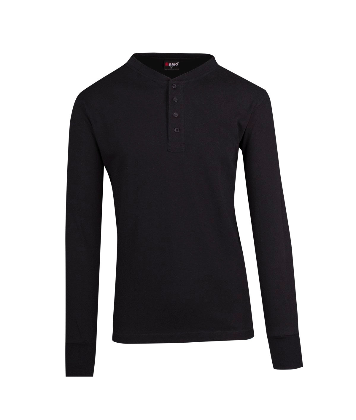 Men's Henley L/S T-shirt - Black - Front