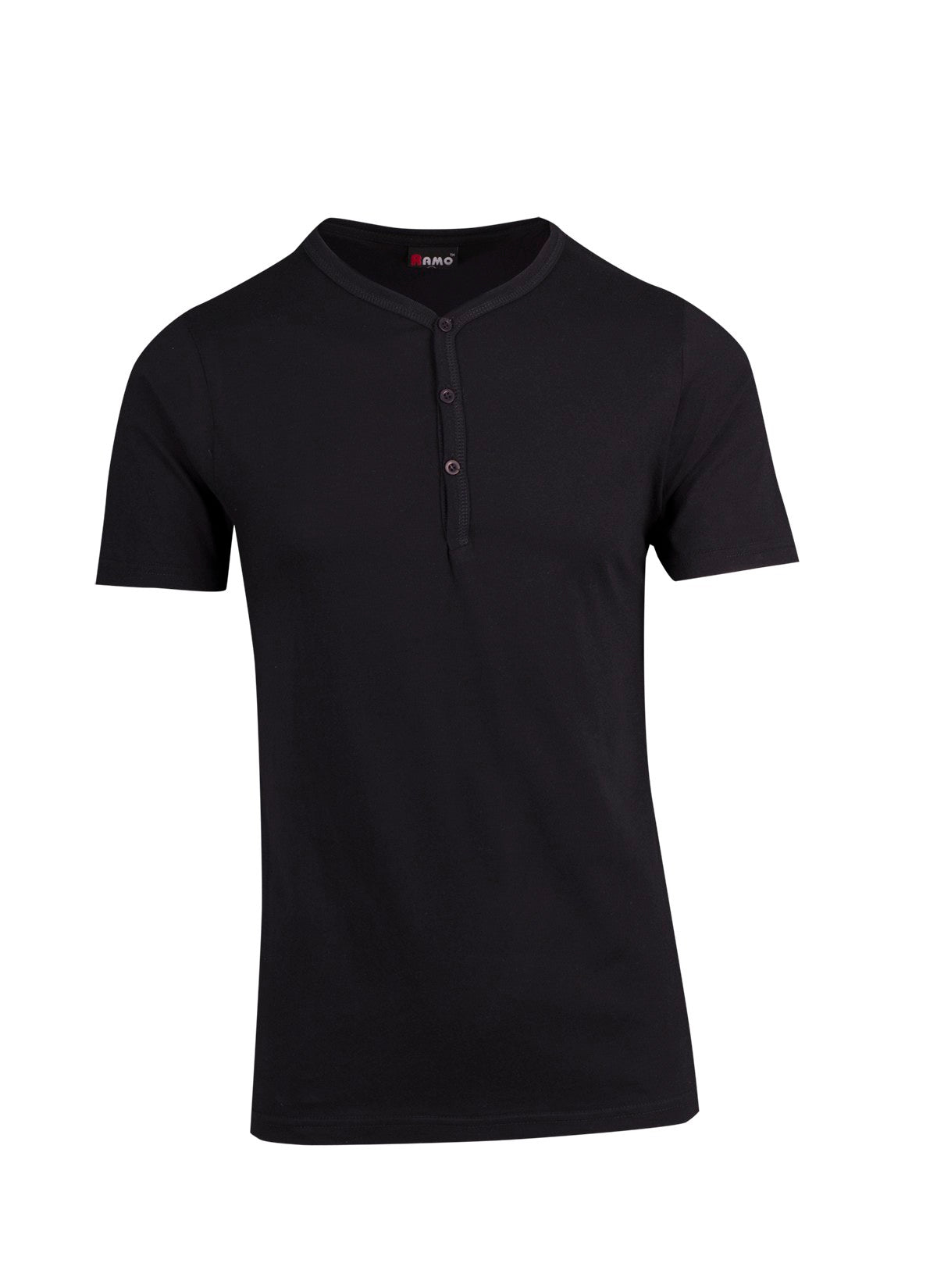 Men's Henley T-shirt - Black - Front