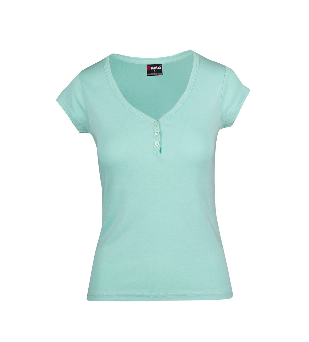 Women's Henley T-shirt - Fresh Mint - Front