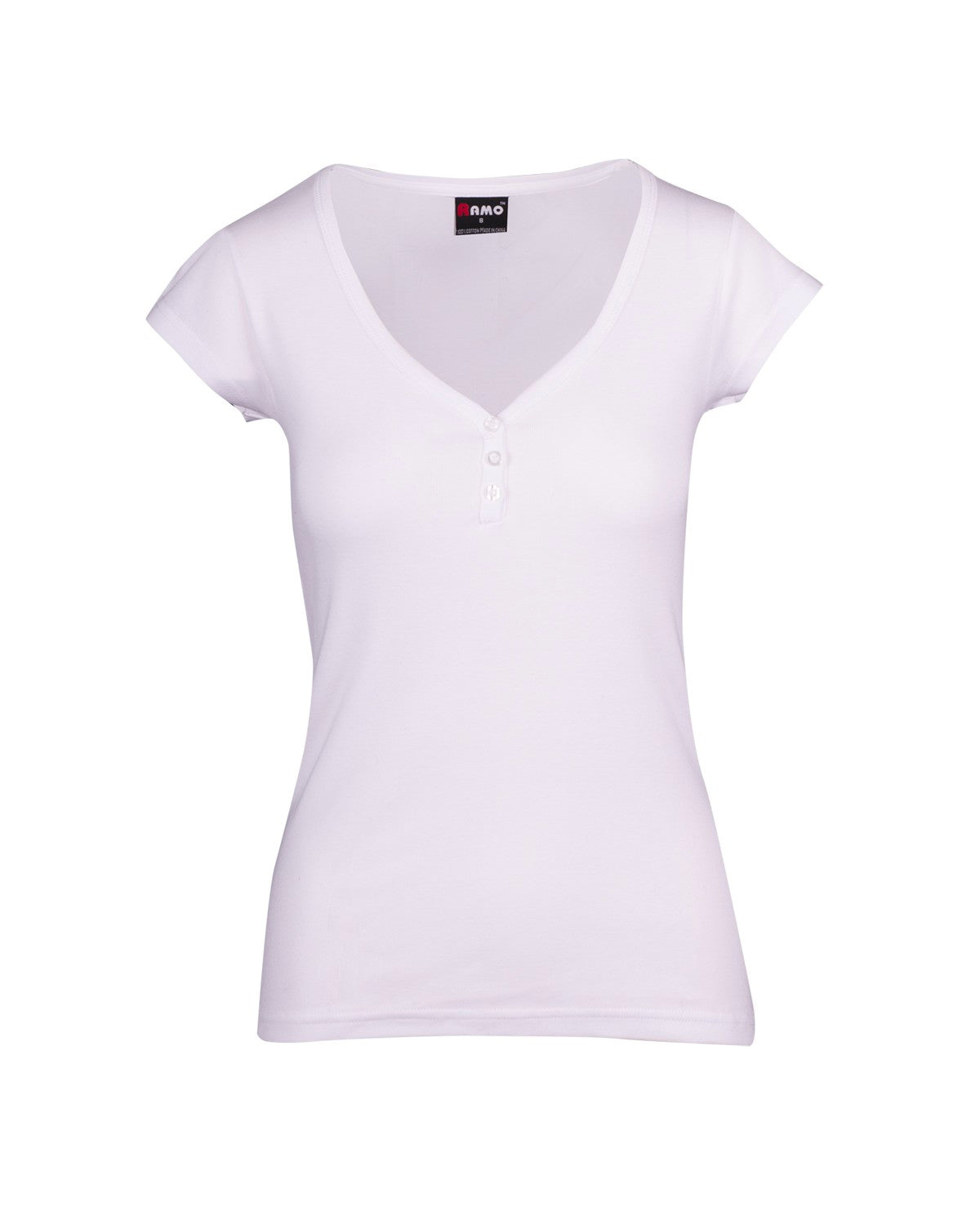 Women's Henley T-shirt - White - Front