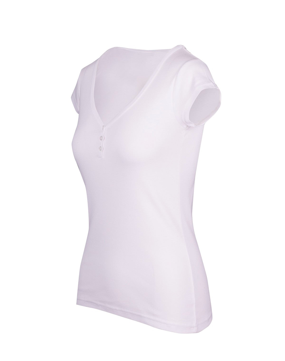 Women's Henley T-shirt - White - Side