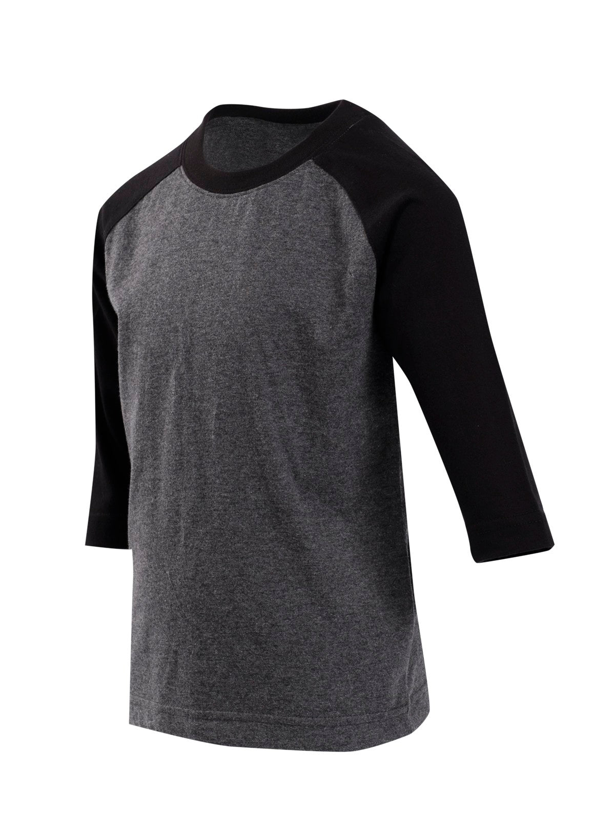 Kids 3/4 Raglan Sleeve T-shirt - Dark Marl/Black - Side