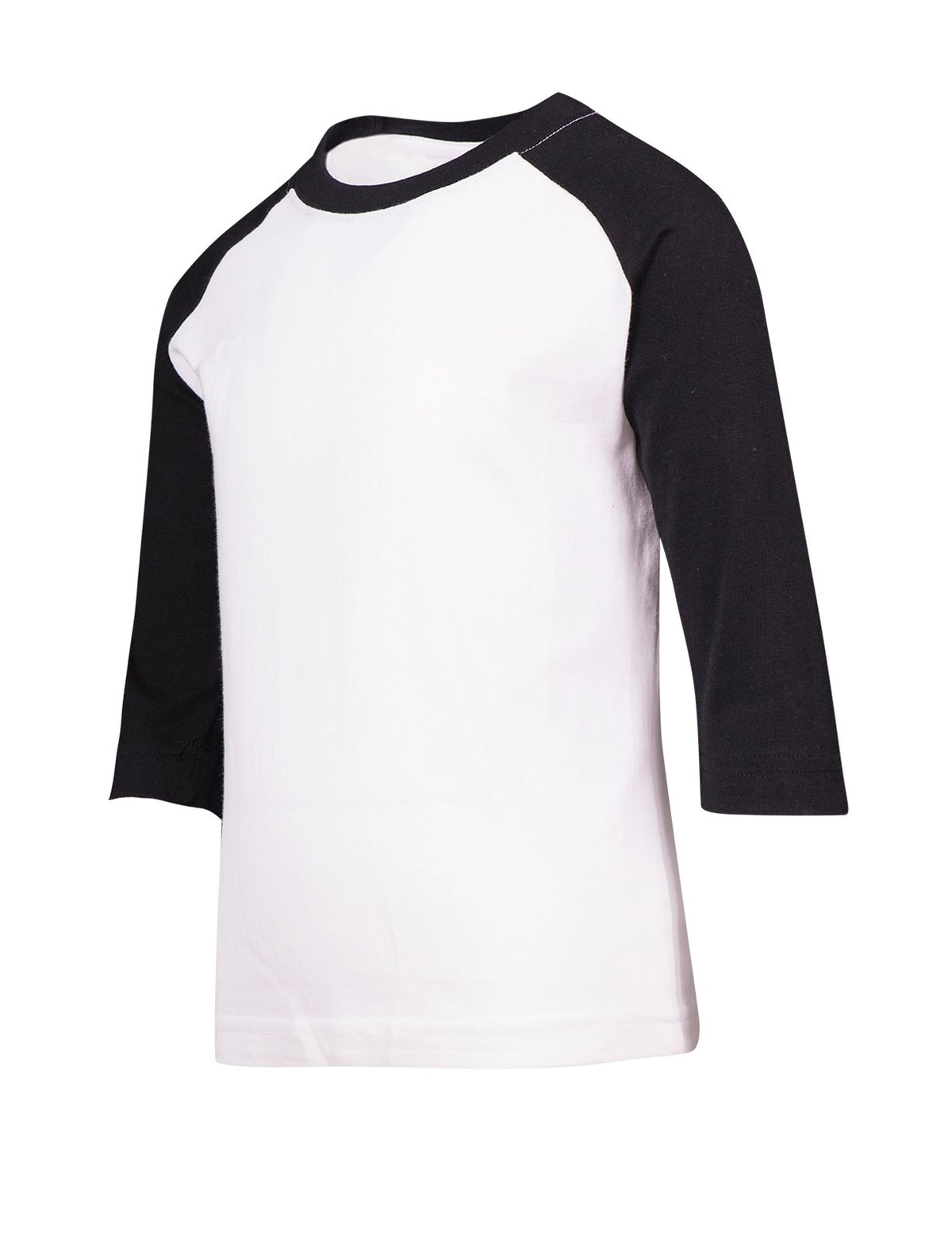 Kids 3/4 Raglan Sleeve T-shirt - White/Black - Side