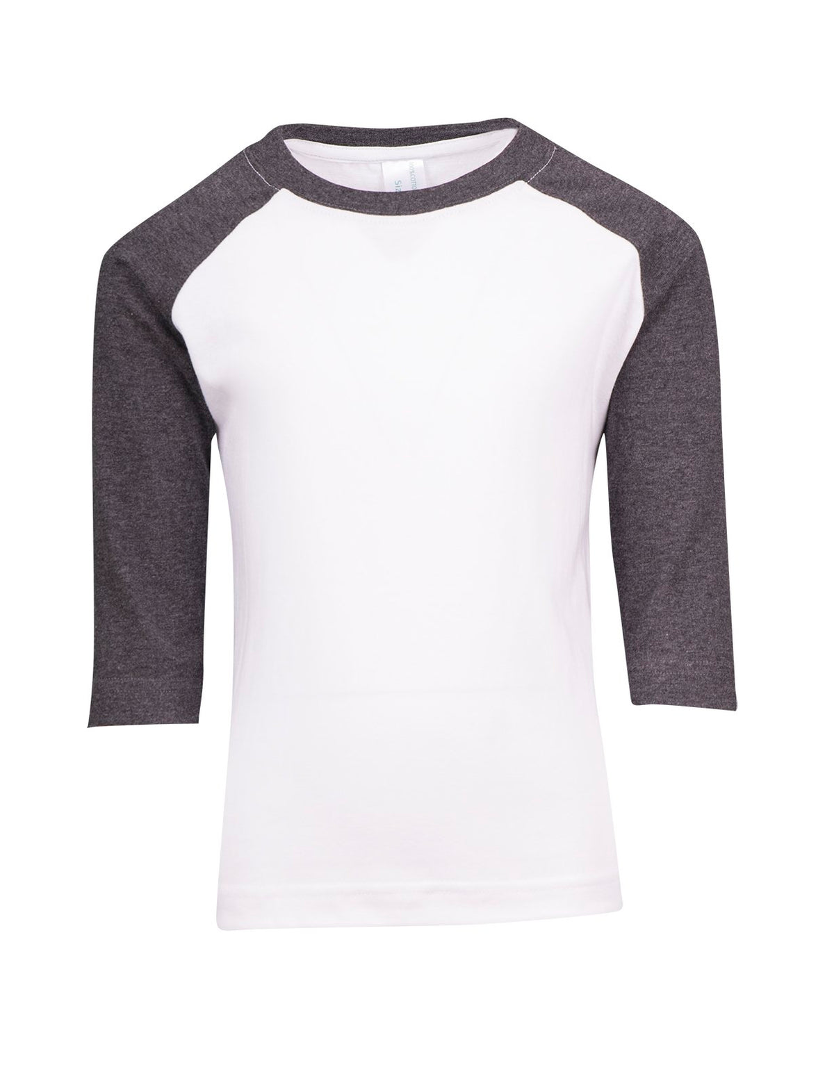 Kids 3/4 Raglan Sleeve T-shirt - White/Dark Marl - Front