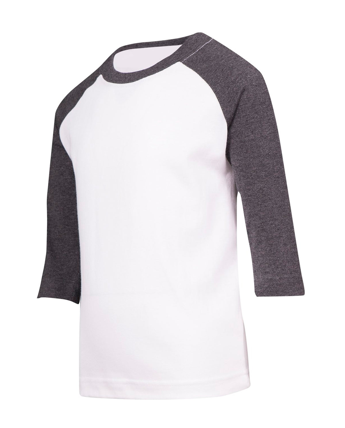 Kids 3/4 Raglan Sleeve T-shirt - White/Dark Marl - Side