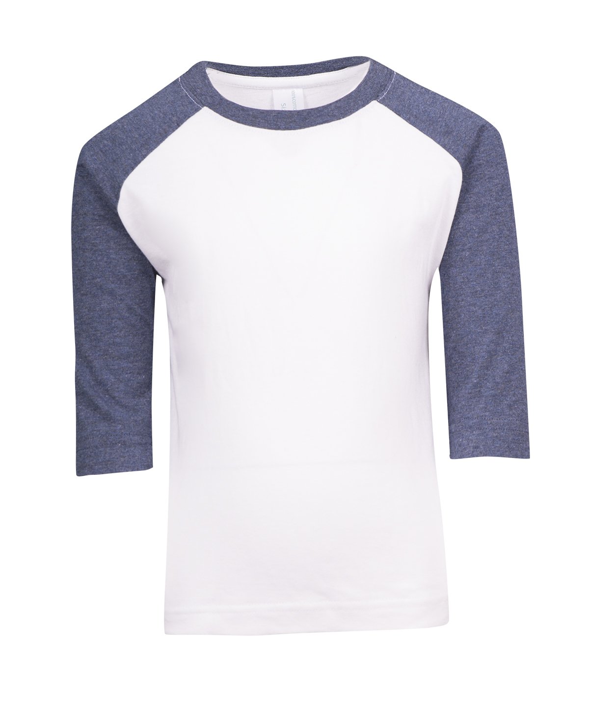Kids 3/4 Raglan Sleeve T-shirt - White/Navy Marl - Front