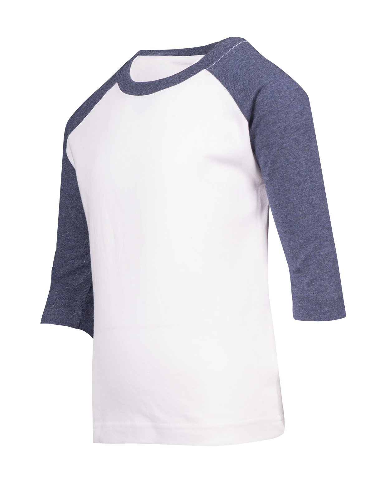 Kids 3/4 Raglan Sleeve T-shirt - White/Navy Marl - Side