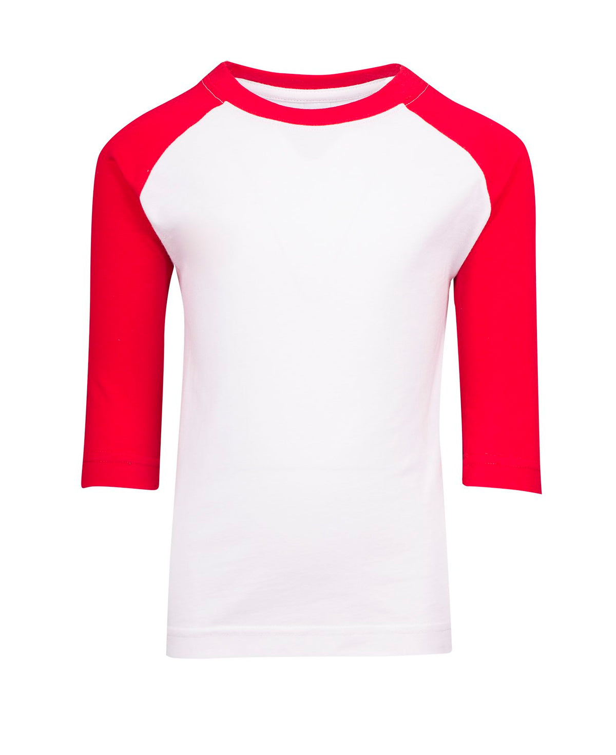 Kids 3/4 Raglan Sleeve T-shirt - White/Red - Front