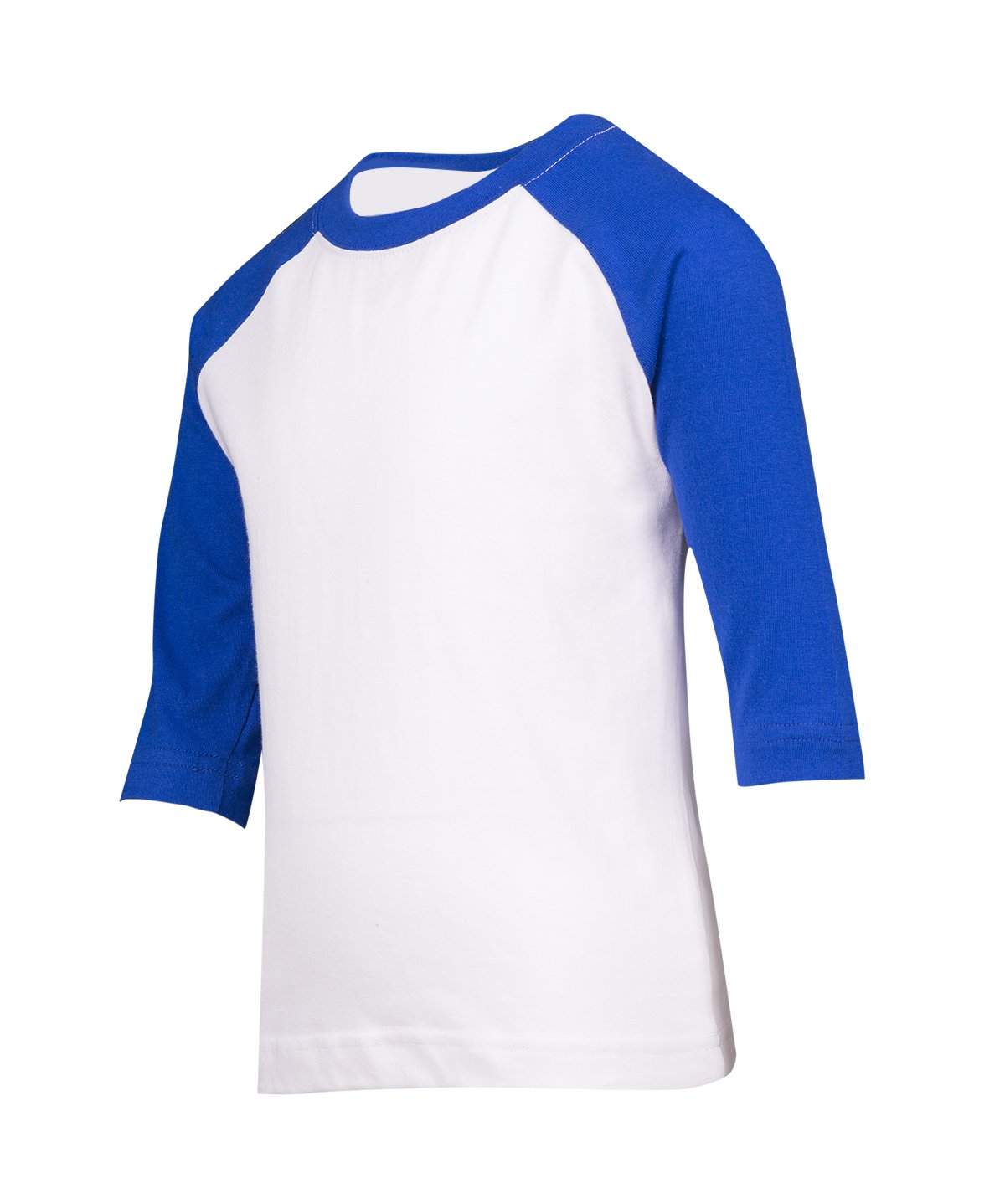 Kids 3/4 Raglan Sleeve T-shirt - White/Royal - Side