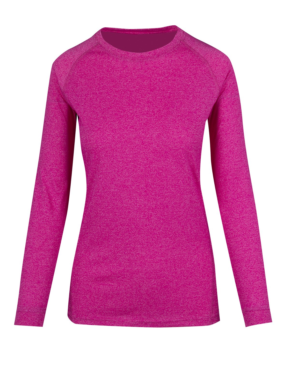 Womens Greatness Heather Long Sleeve T-shirt - Hot Pink Heather - Front