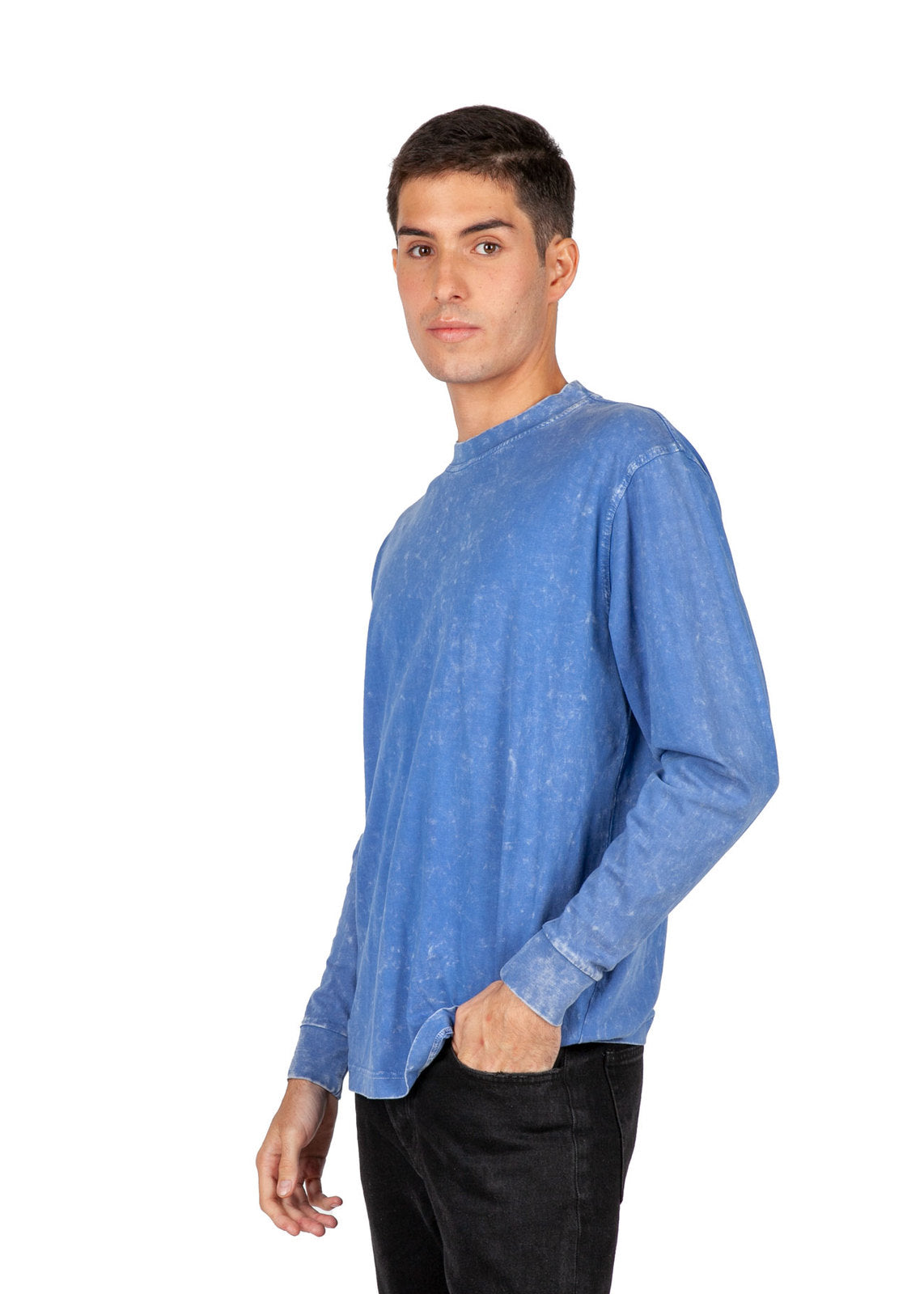 Men's / Unisex Stone Wash Long Sleeve T-shirt - view