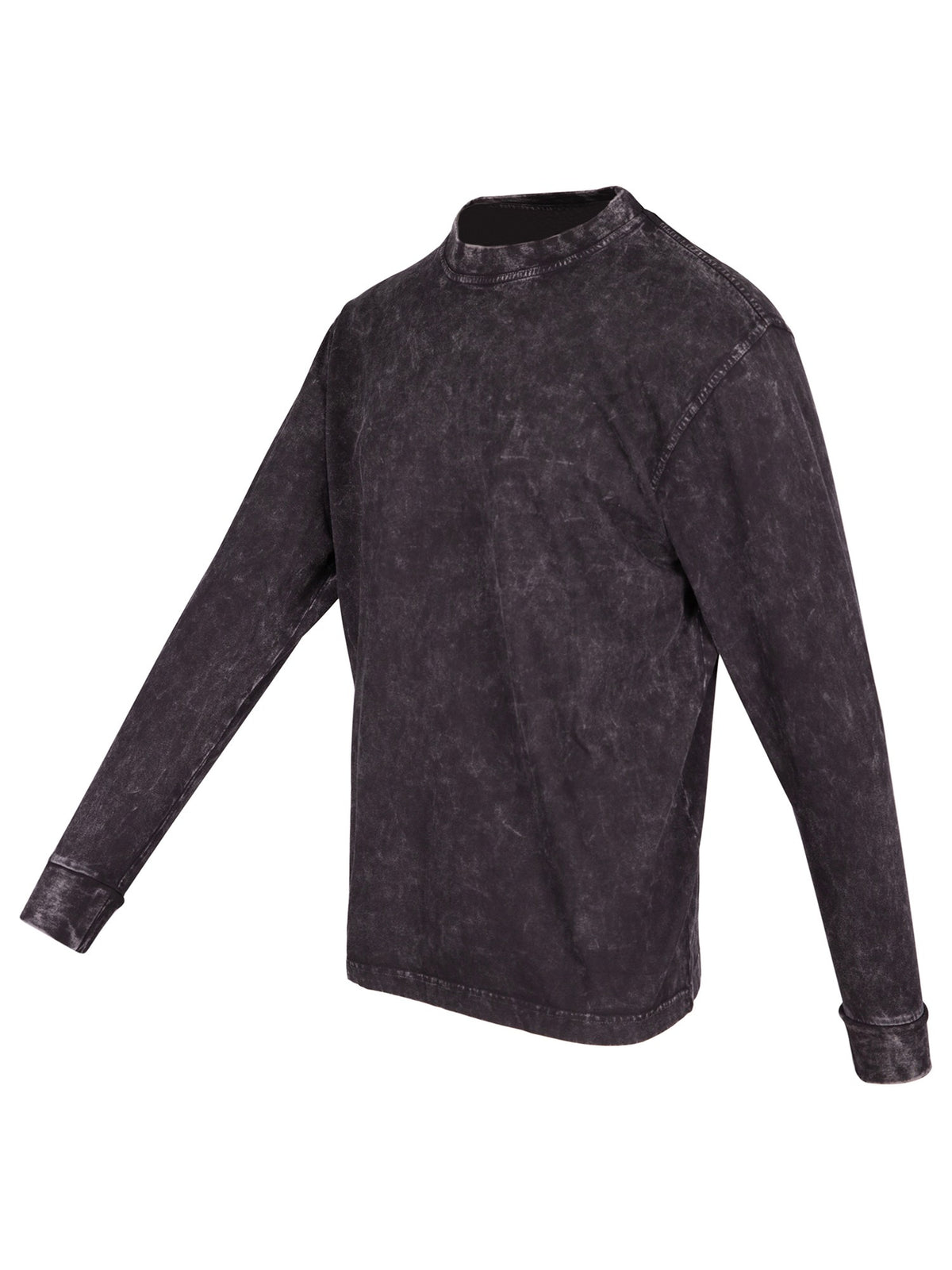 Men's / Unisex Stone Wash Long Sleeve T-shirt - Black - Side
