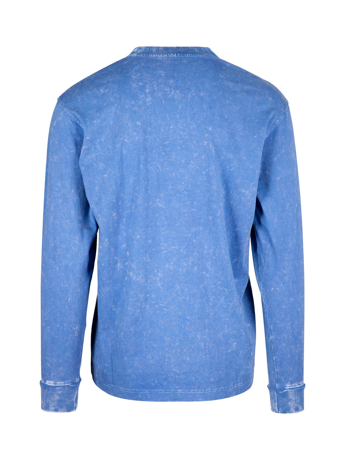 Men's / Unisex Stone Wash Long Sleeve T-shirt - Blue - Back