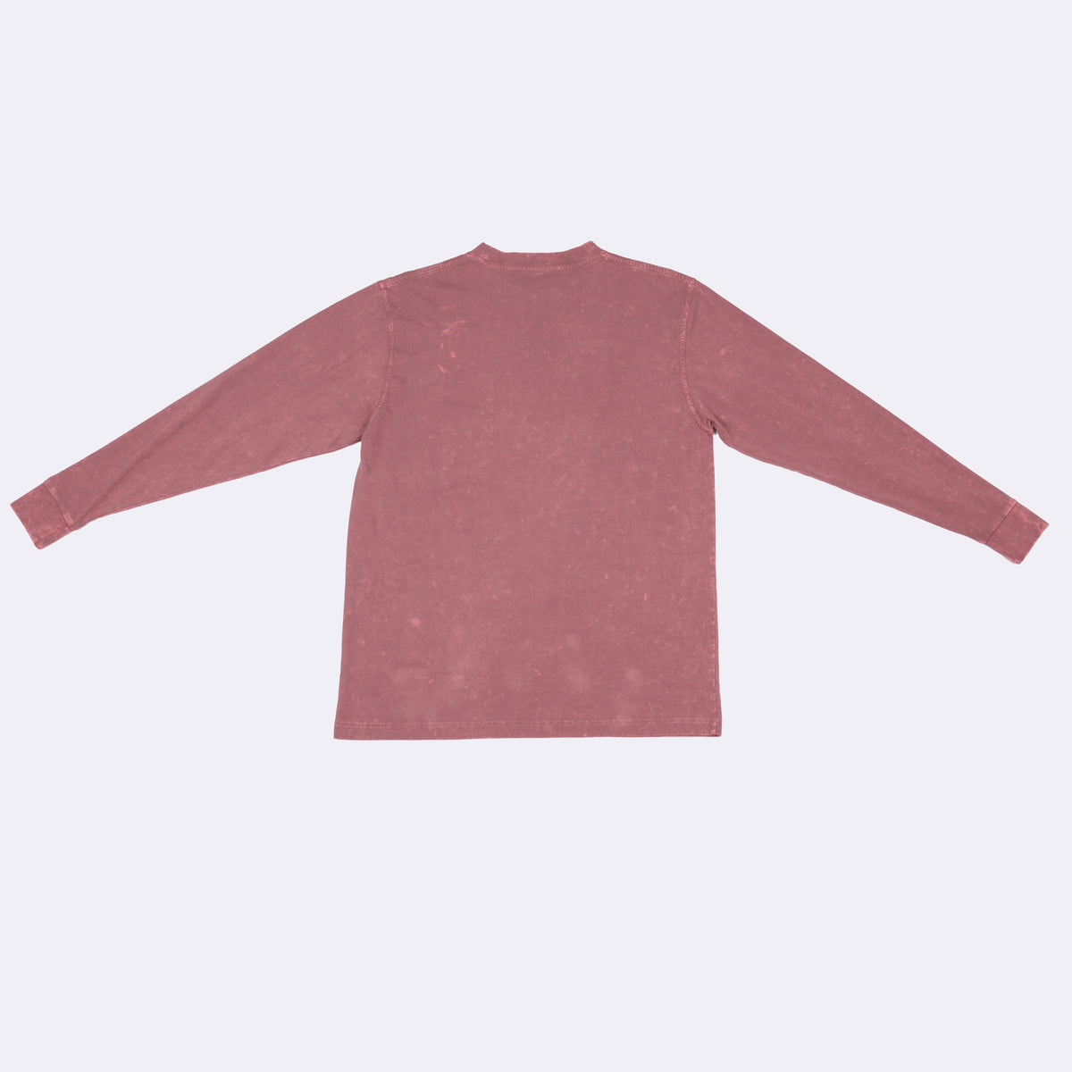 Men's / Unisex Stone Wash Long Sleeve T-shirt - Mauve - Back