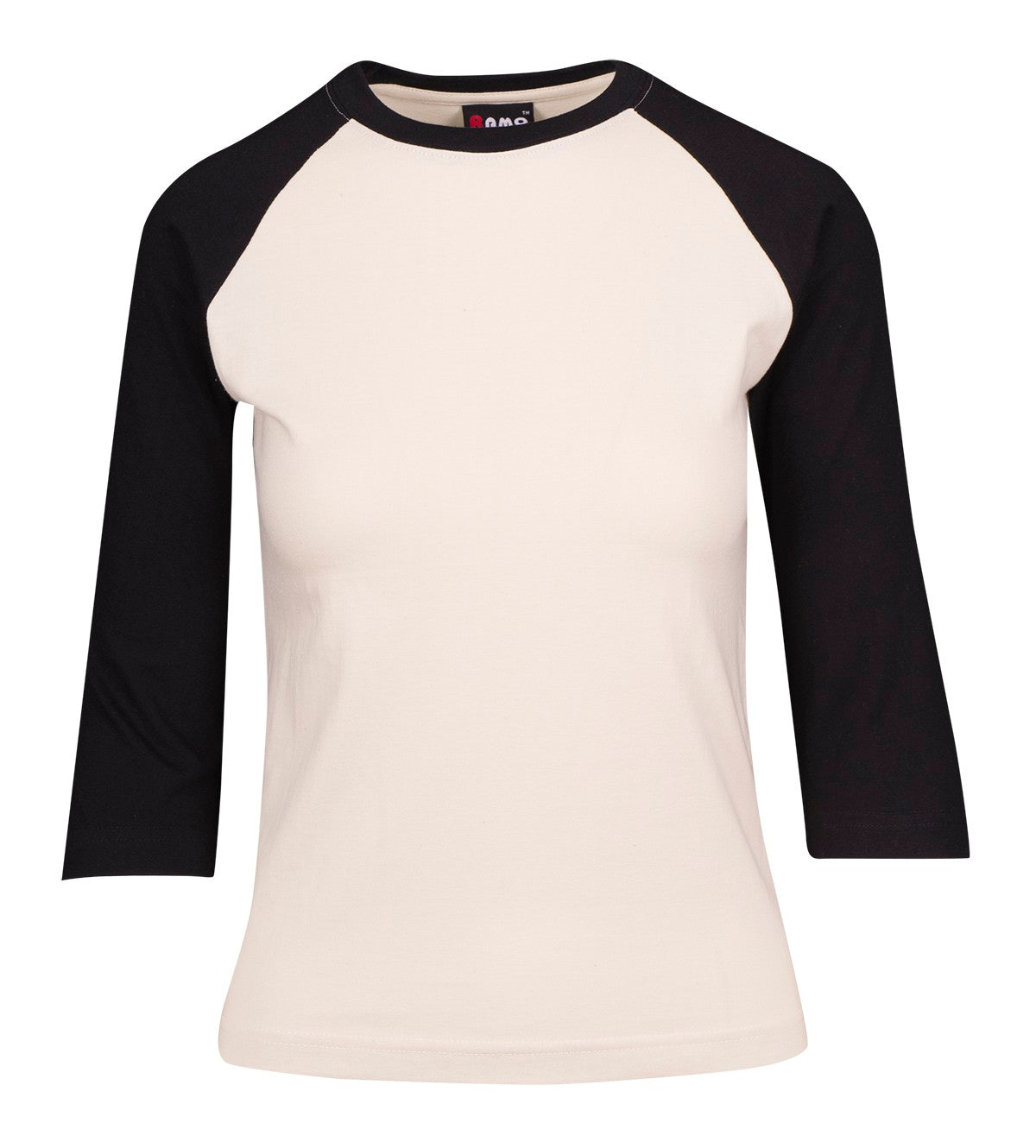 Women's 3/4 Sleeve Raglan T-shirt - Bone/Black - Front