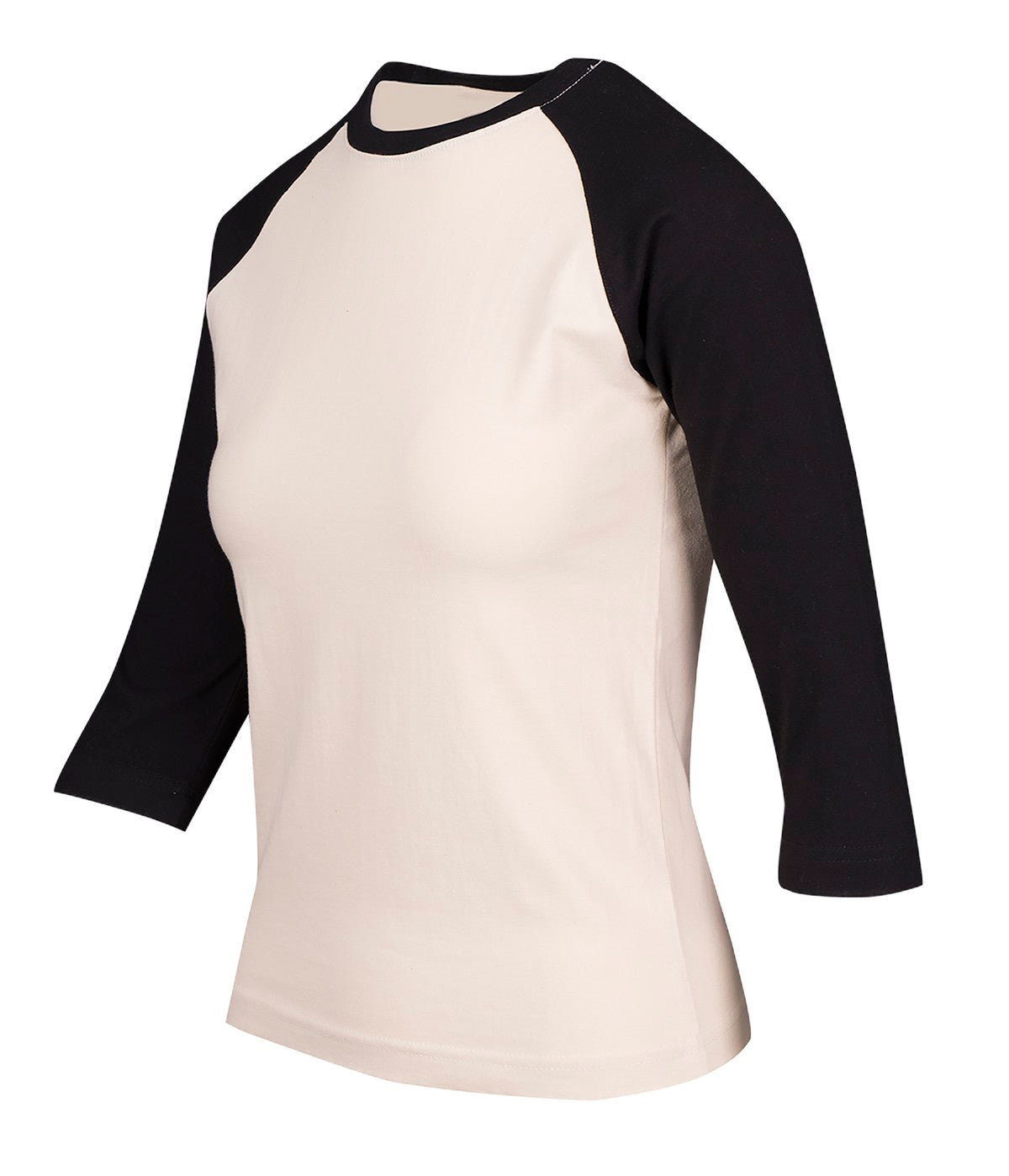 Women's 3/4 Sleeve Raglan T-shirt - Bone/Black - Side