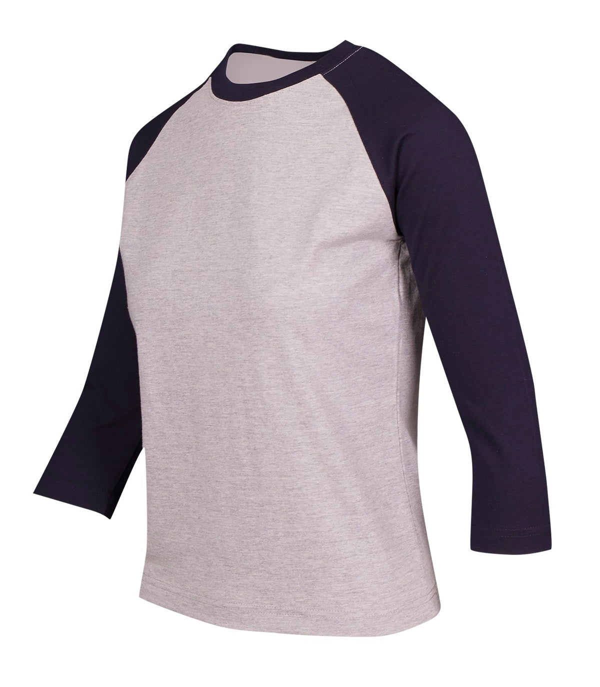 Women's 3/4 Sleeve Raglan T-shirt - Grey Marl/Navy - Side